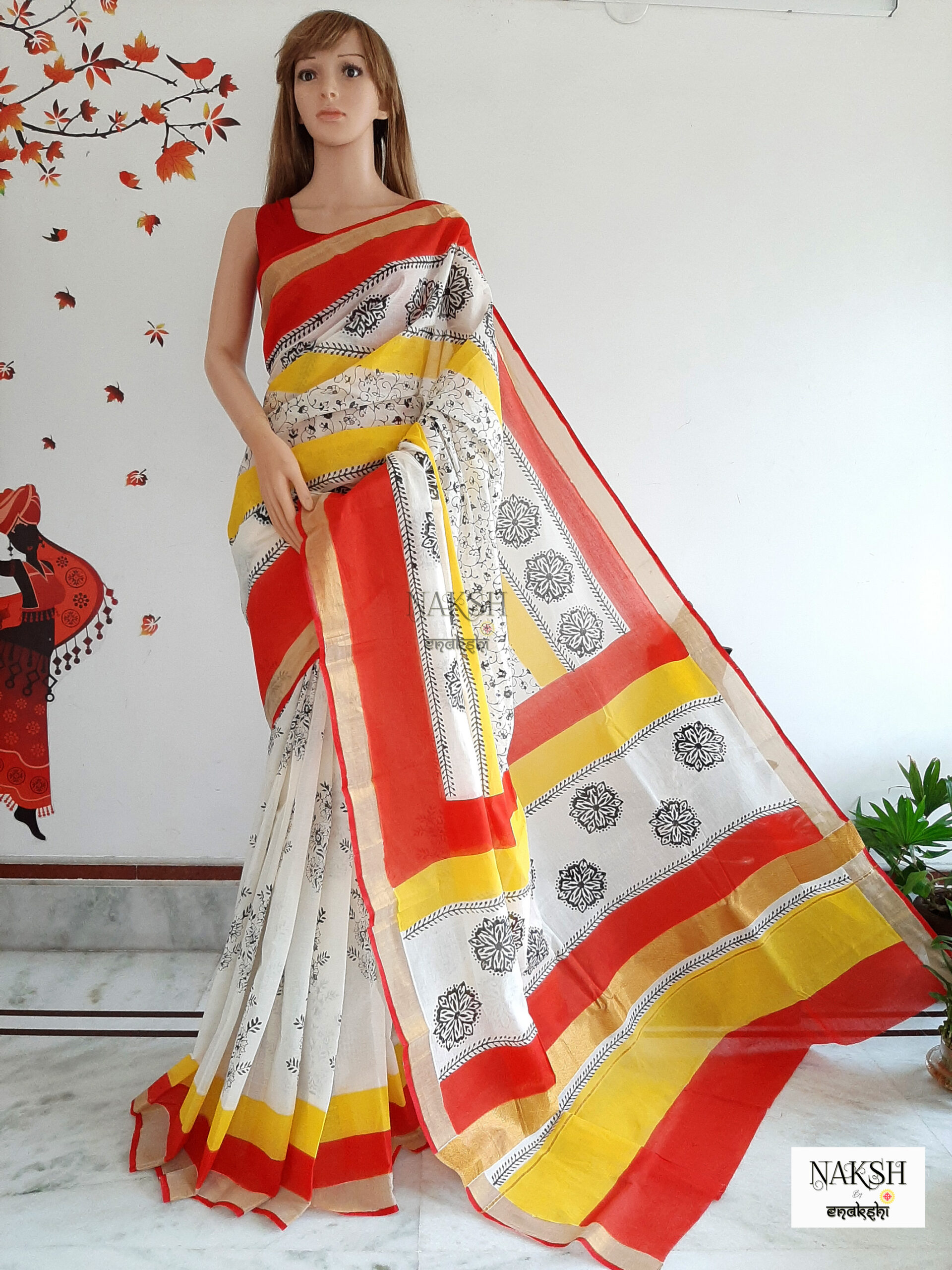 Explore Colorful Half Silk Hand Print Sarees - A Fusion of Tradition and  Style