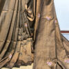 Handloom soft cotton saree with embroidery work in tussar brown color. This handloom soft cotton saree is a perfect blend of style and comfort.