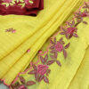 Experience the perfect blend of tradition, style, and comfort with this yellow colour handloom pure cotton by cotton saree. Elevate your festive wardrobe with this timeless masterpiece. Crafted from pure handloom cotton, it’s not only lightweight and summer-friendly but also incredibly comfortable to wear all day long. Complete your look with the included embroidered contrast blouse piece. Shop online this beautiful handloom pure cotton saree with exquisite embroidery work.