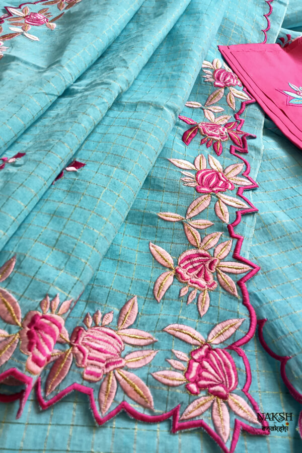 Experience the perfect blend of tradition, style, and comfort with this sky blue colour handloom pure cotton by cotton saree. Elevate your festive wardrobe with this timeless masterpiece. Crafted from pure handloom cotton, it’s not only lightweight and summer-friendly but also incredibly comfortable to wear all day long. Complete your look with the included embroidered contrast blouse piece. Shop online this beautiful handloom pure cotton saree with exquisite embroidery work.