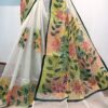 Hand painted resham by cotton checks saree. resham check saree. hand painted saree. cotton saree.
