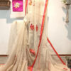 Handloom resham by cotton checks saree with embroidery work