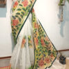 Hand painted resham by cotton checks saree. resham check saree. hand painted saree. cotton saree.