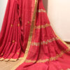 Red embroidered handloom soft cotton saree.This handloom soft cotton saree is a captivating blend of style and comfort. The beautiful floral motif embroidery, neatly done.
