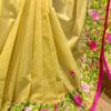 Embroidered handloom pure cotton saree in yellow color cotton saree with blouse piece