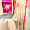 Handloom resham by cotton checks saree with embroidery work
