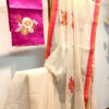 Handloom resham by cotton checks saree with embroidery work