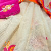 Handloom resham by cotton checks saree with embroidery work