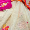Handloom resham by cotton checks saree with embroidery work