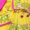 Embroidered handloom pure cotton saree in yellow color cotton saree with blouse piece