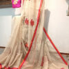 Handloom resham by cotton checks saree with embroidery work