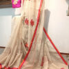 Handloom resham by cotton checks saree with embroidery work