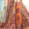Hand painted resham by cotton checks saree. resham check saree. hand painted saree. cotton saree. white saree bengali saree, red and white saree