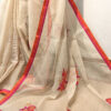 Handloom resham by cotton checks saree with embroidery work