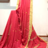 Red embroidered handloom soft cotton saree.This handloom soft cotton saree is a captivating blend of style and comfort. The beautiful floral motif embroidery, neatly done.