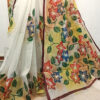 Hand painted resham by cotton checks saree. resham check saree. hand painted saree. cotton saree.