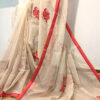 Handloom resham by cotton checks saree with embroidery work