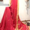 Red embroidered handloom soft cotton saree.This handloom soft cotton saree is a captivating blend of style and comfort. The beautiful floral motif embroidery, neatly done.