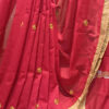 Red embroidered handloom soft cotton saree.This handloom soft cotton saree is a captivating blend of style and comfort. The beautiful floral motif embroidery, neatly done.