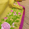 Embroidered handloom pure cotton saree in yellow color cotton saree with blouse piece