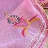 Hand embroidered tussar saree pink color saree with embroidered blouse piece