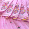 Hand embroidered tussar saree pink color saree with embroidered blouse piece