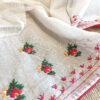 Hand embroidered tussar saree off white color saree with embroidered blouse piece