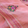 Hand embroidered tussar saree peach pink color saree with embroidered blouse piece