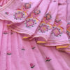 Hand embroidered tussar saree pink color saree with embroidered blouse piece