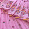 Hand embroidered tussar saree pink color saree with embroidered blouse piece