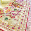 Hand embroidered tussar saree light lemon green color saree with embroidered blouse piece