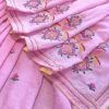 Hand embroidered tussar saree pink color saree with embroidered blouse piece