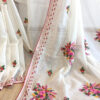 Hand embroidered tussar saree off white color saree with embroidered blouse piece