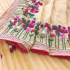 Hand embroidered tussar saree yellow color saree with embroidered blouse piece