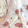 Hand embroidered tussar saree off white color saree with embroidered blouse piece