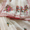 Hand embroidered tussar saree off white color saree with embroidered blouse piece