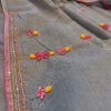 Hand embroidered tussar saree steel grey color saree with embroidered blouse piece