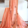 Hand embroidered tussar saree peach pink color saree with embroidered blouse piece