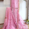 Hand embroidered tussar saree pink color saree with embroidered blouse piece