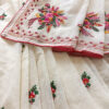 Hand embroidered tussar saree off white color saree with embroidered blouse piece