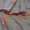 Hand embroidered tussar saree steel grey color saree with embroidered blouse piece