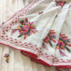 Hand embroidered tussar saree off white color saree with embroidered blouse piece