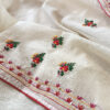 Hand embroidered tussar saree off white color saree with embroidered blouse piece