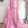 Hand embroidered tussar saree pink color saree with embroidered blouse piece