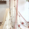 Hand embroidered tussar saree off white color saree with embroidered blouse piece