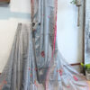 Hand embroidered tussar saree steel grey color saree with embroidered blouse piece