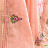 Hand embroidered tussar saree peach pink color saree with embroidered blouse piece