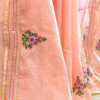 Hand embroidered tussar saree peach pink color saree with embroidered blouse piece