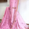 Hand embroidered tussar saree pink color saree with embroidered blouse piece
