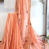 Hand embroidered tussar saree peach pink color saree with embroidered blouse piece